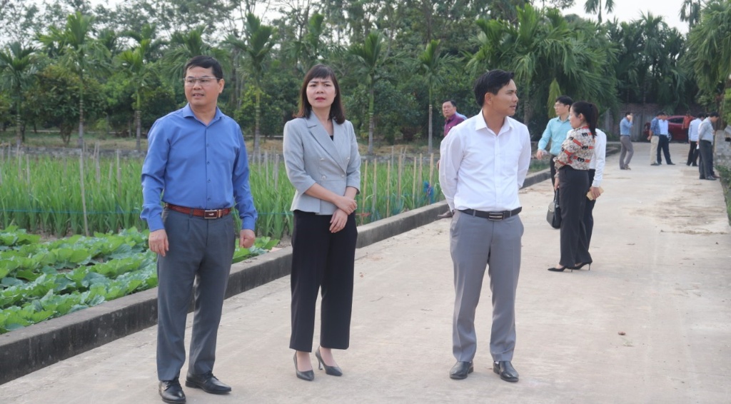 Đoàn kiểm tra của tỉnh thẩm định, đánh giá các tiêu chí xây dựng xã NTM nâng cao Đào Mỹ và Thái Đào