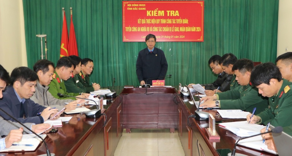 Hội đồng nghĩa vụ quân sự tỉnh Bắc Giang kiểm tra công tác tuyển quân năm 2024 tại huyện Lạng Giang